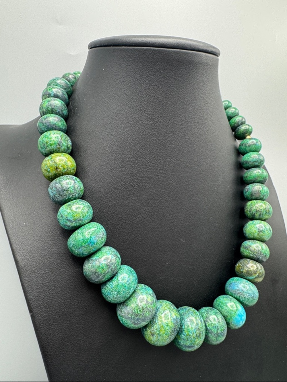 LARGE Chrysocolla beaded stone necklace